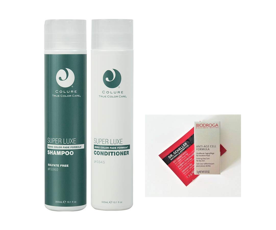 Colure True Color Care Super Luxe Shampoo & Conditioner Duo 10.1 oz Each + 2 Samples. Vegan, Cruelty Free, Organic. Free of Sulfates, Parabens, Dyes Beauty & Personal Care COLURE
