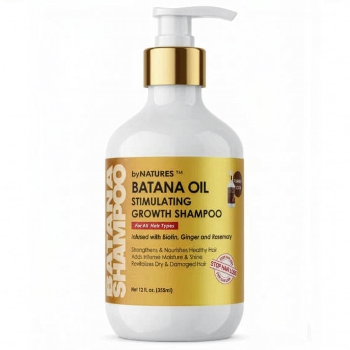 By Natures Batana Oil Hair Growth Shampoo with Biotin and Rosemary, 12 Oz