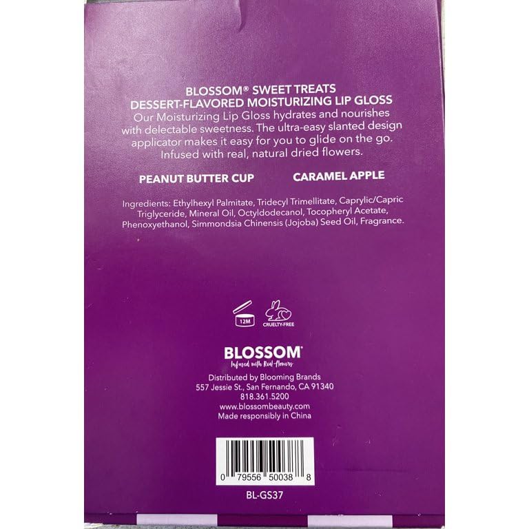 Blossom Sweet Treats Dessert-Flavored Lip Gloss, Peanut Butter Cup & Caramel Apple - 2 Pack Beauty & Personal Care Blossom