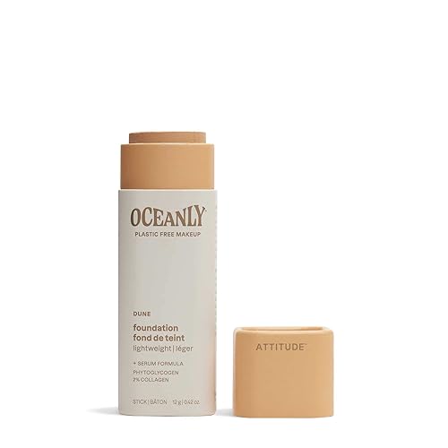 ATTITUDE Oceanly Light Coverage Foundation Stick, Titanium Dioxide-Free, EWG Verified, Plastic-Free, Vegan & Cruelty-free Makeup, Dune, 0.42 Ounces Beauty & Personal Care ATTITUDE