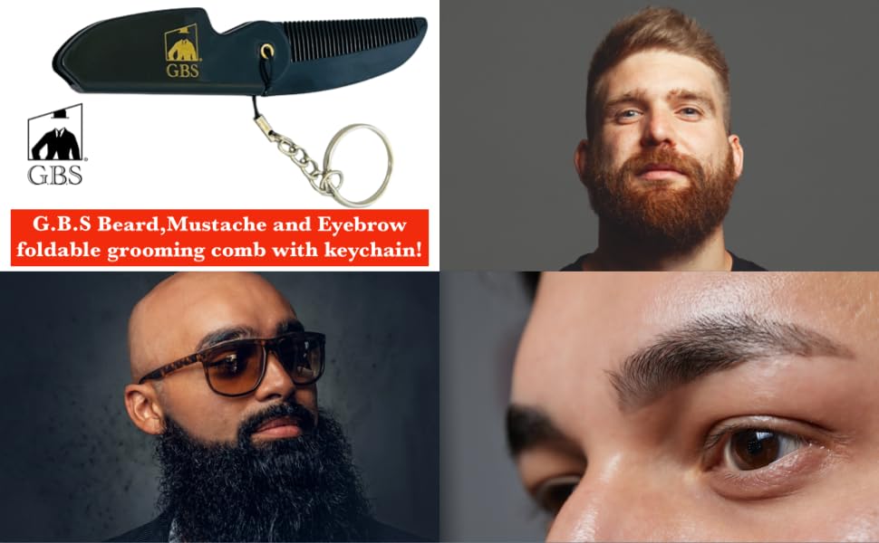 GENTS Premium Folding Pocket Comb - Handmade Cellulose Acetate Hair Comb for Men & Women - Travel Size with Keychain Clip - Professional Grooming Tool