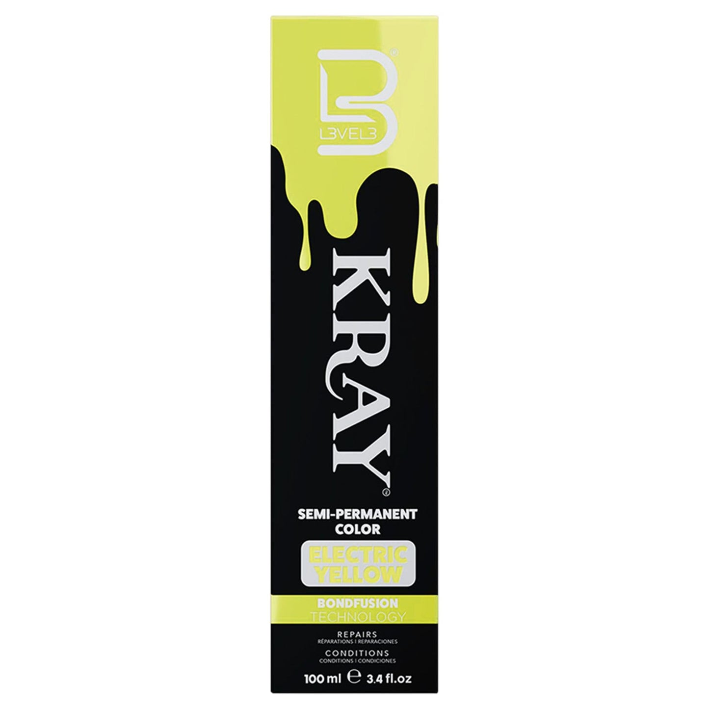 L3 - Level 3 Electric Semi Permanent Hair Color - Vibrant Long Lasting Shine - Argan Oil Protection - 100 ml - Electric Yellow Beauty & Personal Care L3