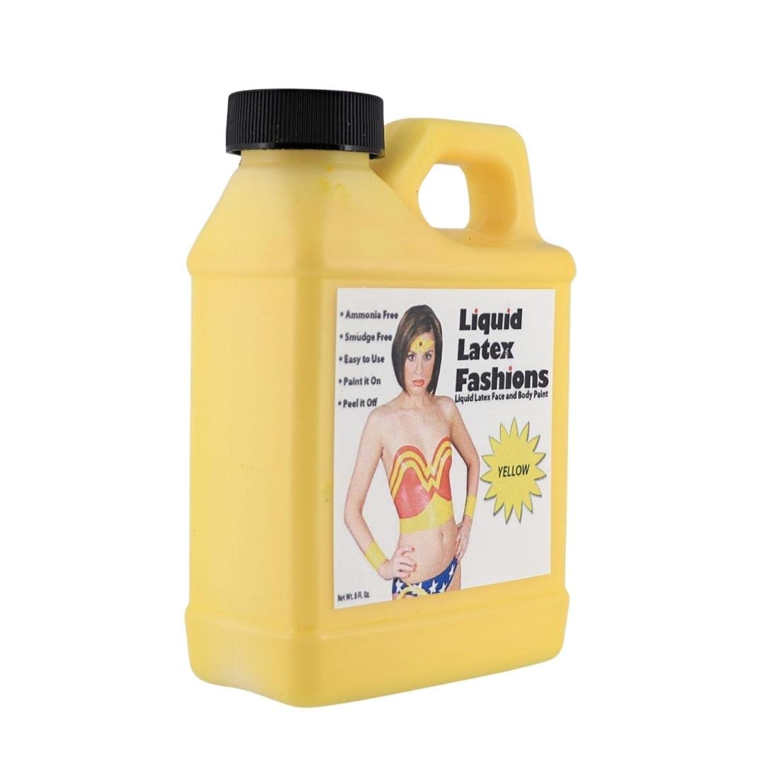 Yellow 8 Fl Oz - Liquid Latex Body Paint, Ammonia Free No Odor, Easy On and Off, Cosplay Makeup, Creates Professional Monster, Zombie Arts Beauty & Personal Care Liquid Latex Fashions