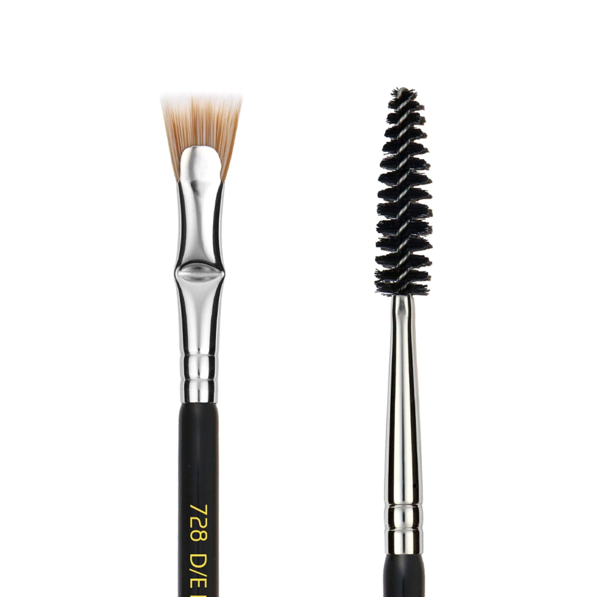 Bdellium Tools Professional Makeup Brush - Maestro Series 728 Double-ended Bent Lash Fan and Spoolie - With All-Vegan Synthetic Fibers, For Achieving