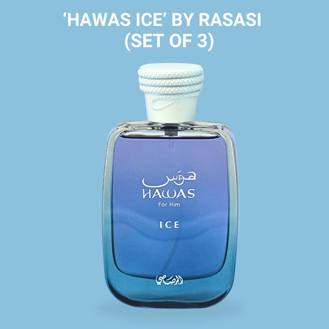 RASASI Hawas Ice EDP 100ML (3.4 OZ) | Long Lasting, Exquisite, Luxurious, Arabian Scents. (PACK OF 3) Beauty & Personal Care RASASI