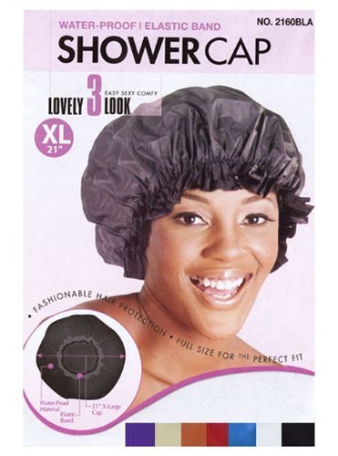 X-Large BLACK 21" Extra Large Water-Proof SHOWER CAP with Comfortable Elastic Band XL Beauty & Personal Care Patriotic Christian Caps