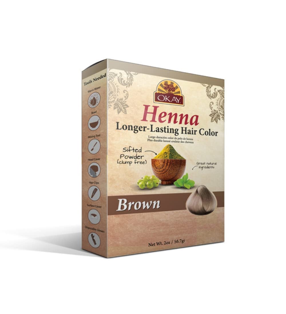 OKAY Pure Naturals Henna Hair Color Brown 2oz - Natural Herbal Hair Dye for Gray Coverage, Long-Lasting Color, Conditions & Strengthens Hair Beauty & Personal Care OKAY