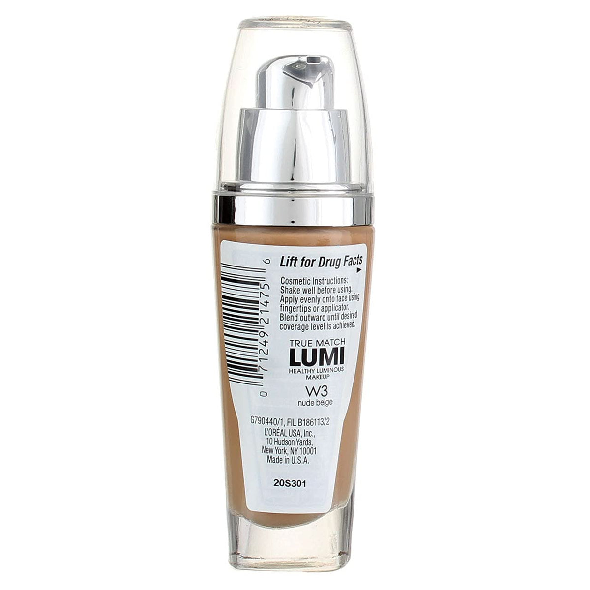 L'Oréal Paris True Match Lumi Healthy Luminous Makeup, W3 Nude Beige, 1 fl. oz.