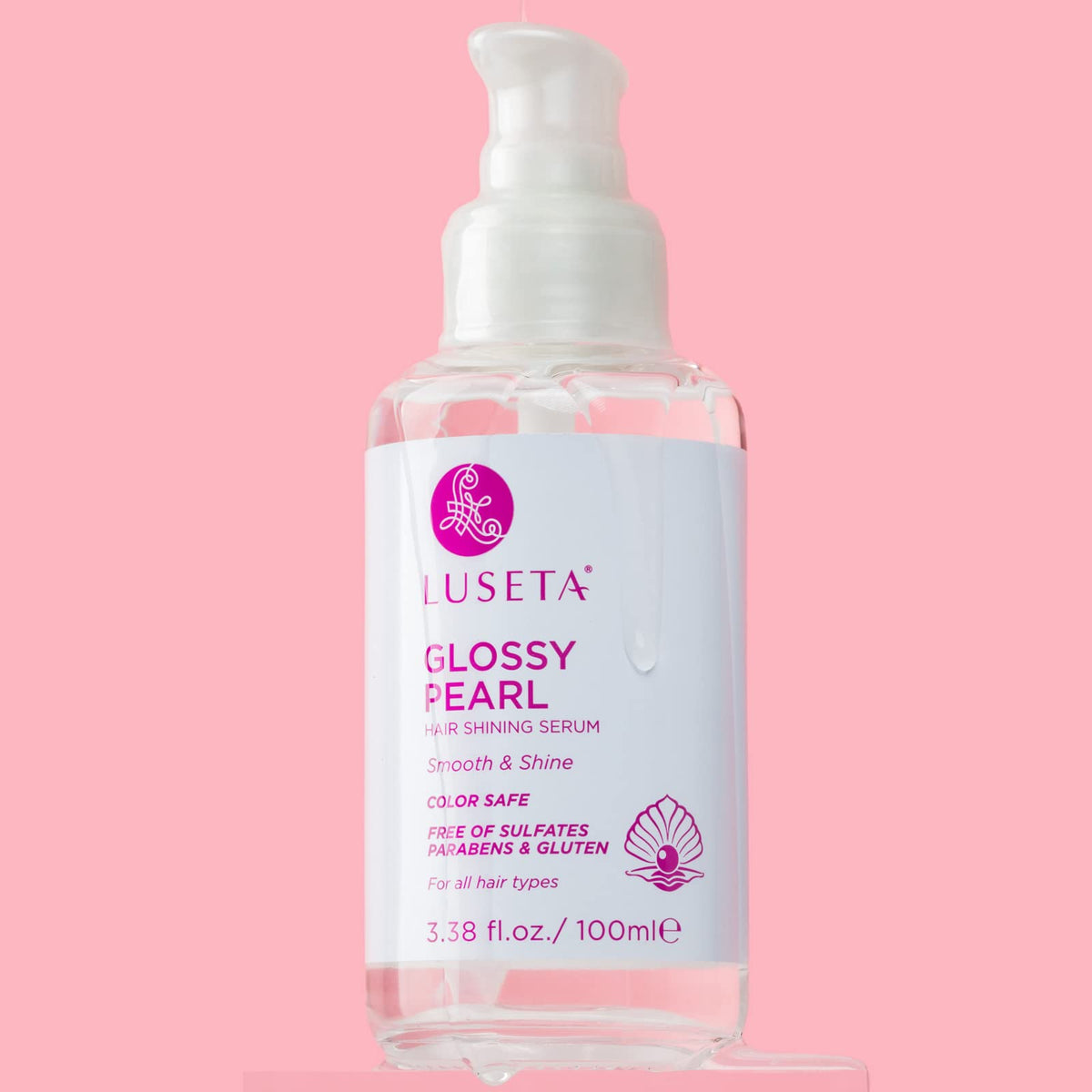 Luseta Glossy Pearl Shining Serum for Frizzy Hair Smoothing and Nourishing with Pearl Extract, Awakening Shine for Dull Hair - 3.38 oz