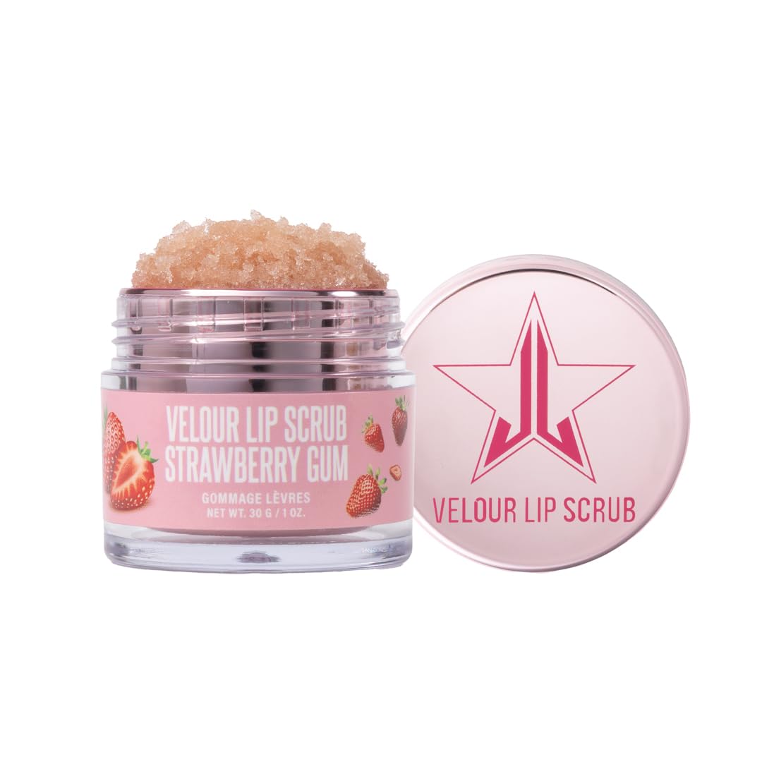 Jeffree Star Cosmetics Velour Lip Scrub, Exfoliating Sugar Lip Treatment, Cruelty-Free & Vegan, 30 G / 1 oz. (Strawberry Gum) Beauty and Personal Care Jeffree Star