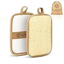 Almooni Premium Egyptian Exfoliating Loofah Pad Body Scrubber - Rectangular loofa Shape - Made with Natural Egyptian Shower lufa Sponge That Gets You Beauty & Personal Care ALMOONI