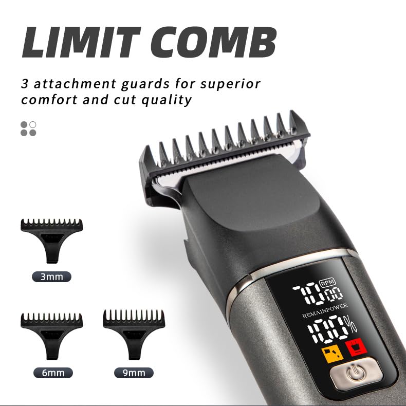 Professional Hair Clippers for Men Cordless Trimmers Kit with LED Display & 3 Limit Combs Electric Beards Trimmer Haircut Grooming Gift for Women Beauty and Personal Care QDKVTNDJZ