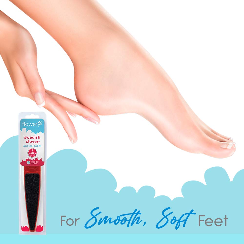 Flowery Original Swedish Clover Red Foot File, Pedicure Foot Scrubber, 60/100 Grit - RED Beauty & Personal Care Flowery