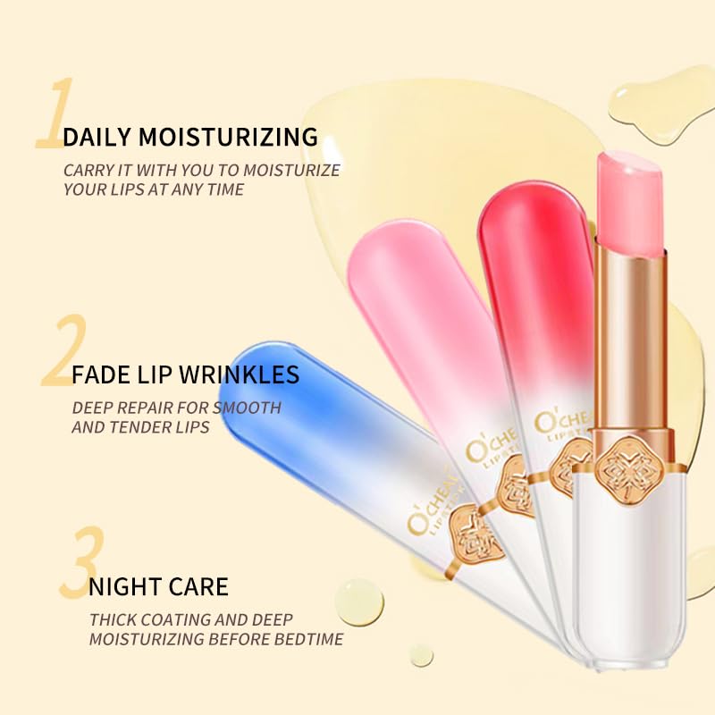 O'CHEAL Color Fruit Lipstick Peach Temperature Changing Lip balm Moisturizing Waterproof Long Lasting Moisturizes Lip Balm Beauty and Personal Care O'CHEAL