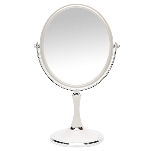YEAKE Vintage Table Mirror with Stand 8-inch Double Sided Swivel 1X/3X Magnification Desk Mirror with Silver Style 13 Inch Height Standing Tabletop Beauty & Personal Care YEAKE