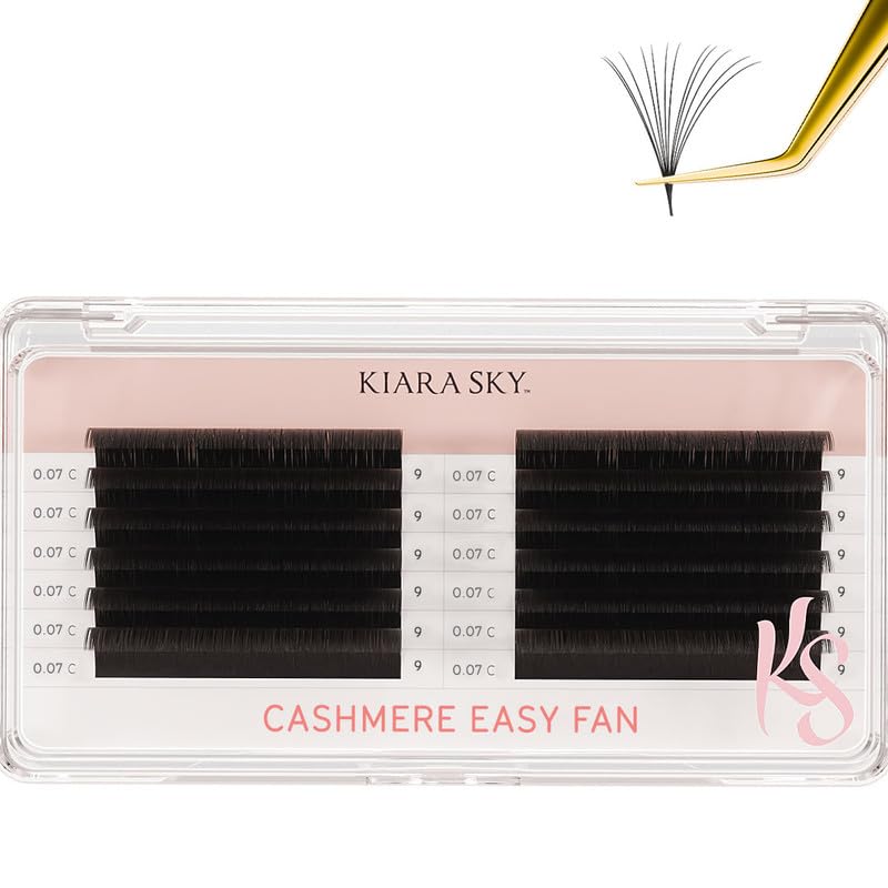 KIARA SKY LASH Premium Cashmere Easy Fan Lash Extensions | Soft Semi-matte natural finish | Fans like Butter | For Professional Eyelash Extensions Use