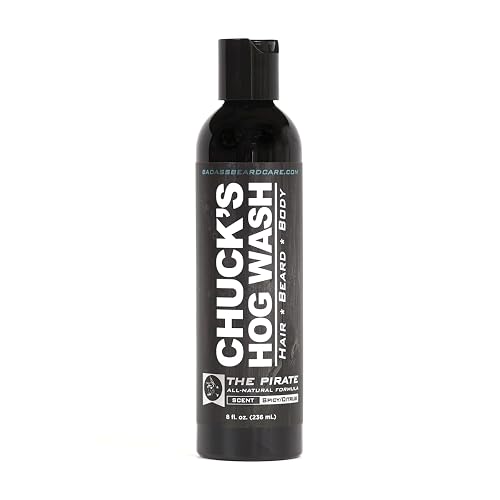 Chuck's Hog Wash - All Natural Beard and Body Wash - The Pirate Scent, 8oz - Leaves Your Beard Softer than its Ever Been and is Suitable for Daily Use Beauty & Personal Care Badass Beard Care