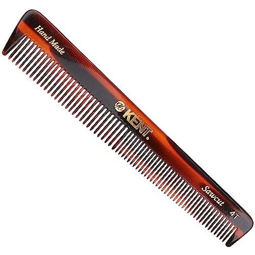 Kent 4T 6 Inch Double Tooth Dressing Comb, Coarse and Fine Grooming Comb for Hair, Beard, Mustache - Styling for Men, Women, and Kids. Made in England