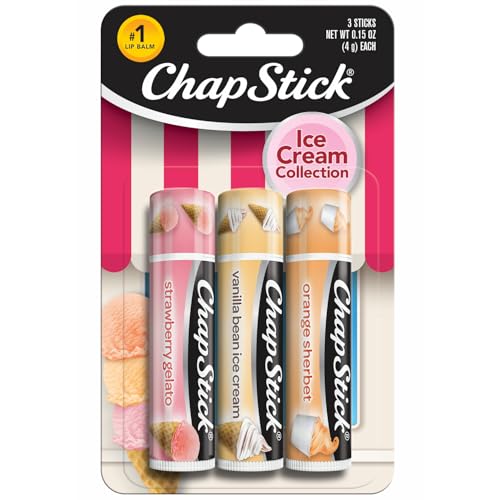 ChapStick Lip Care Set, Ice Cream Collection 3-Pack - Strawberry Gelato, Vanilla Bean Ice Cream, Orange Sherbet Lip Balm, 0.15 Oz Ea Beauty and Personal Care ChapStick