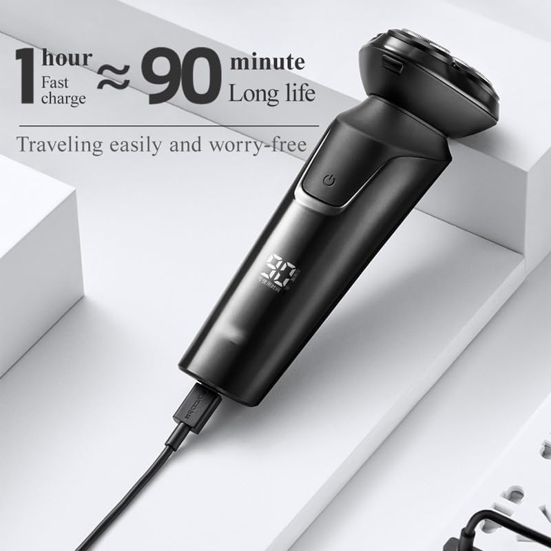 LEONYS Electric Shavers for Bald Men, Men Electric Shaver Smart IPX7 Waterproof Rechargeable Beard Razor Quick Charging Trimming Machine Beauty and Personal Care LEONYS