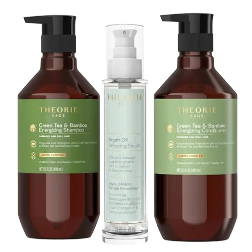 THEORIE Botanical Hair Care Ritual Set, Shampoo, Conditioner & Hair Serum Trio, 3 Piece Hair Care Set for All Hair Types (Green Tea & Bamboo Beauty & Personal Care Theorie