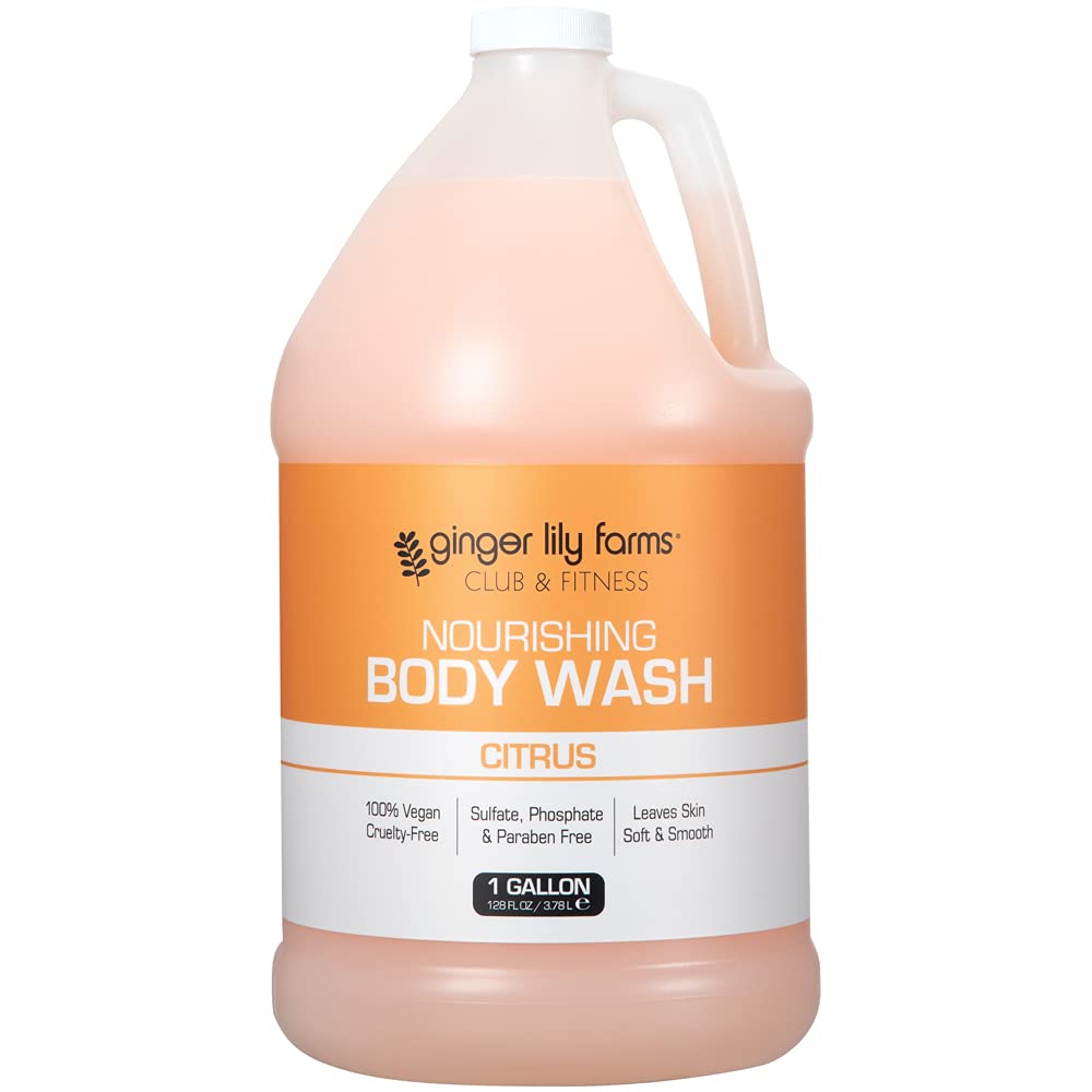 Ginger Lily Farms Club & Fitness Nourishing Body Wash, 100% Vegan & Cruelty-Free, Bath & Shower Gel for Men and Women, Citrus Scent, 1 Gallon (128 fl Beauty & Personal Care Ginger Lily Farms