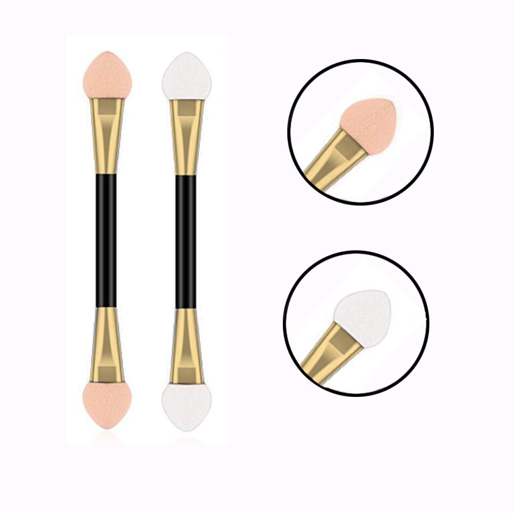 GTVIA 50 Pack Double-end Eye Shadow Brush, Disposable Double Sided Eyeshadow Brush Makeup Applicators Beauty Kit (Gold) Beauty & Personal Care GTVIA