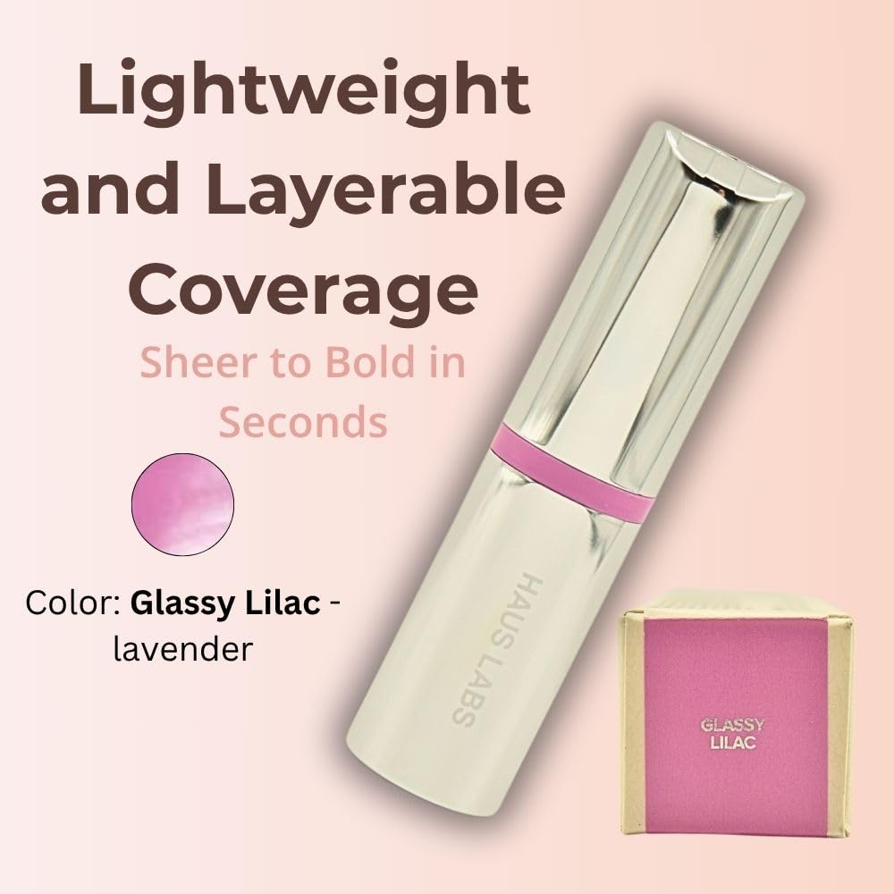 Haus Labs Color Fuse Longwear Hydrating Glassy Lip + Cheek Blush Balm Stick - Glassy Lilac