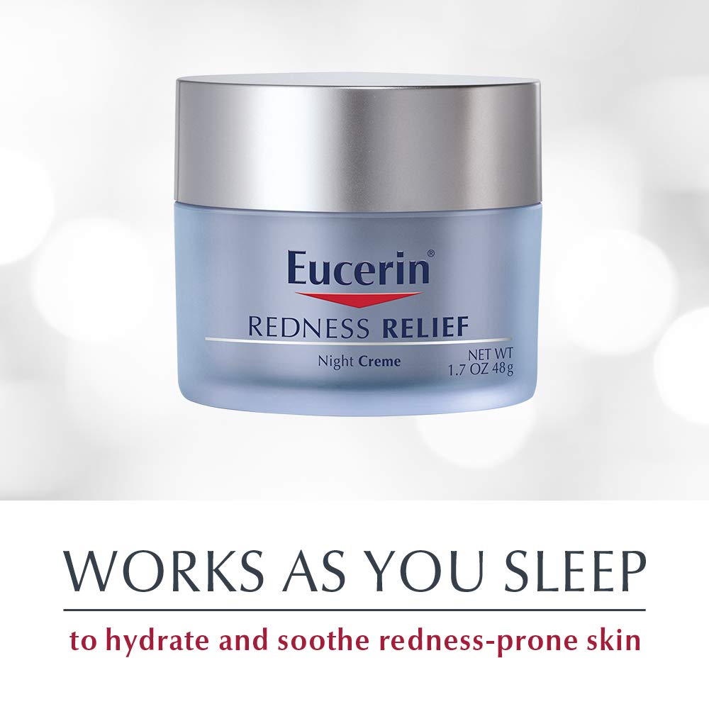Eucerin Redness Relief Night Creme - Hydrating Cream Safe for Sensitive, Redness-Prone Skin & Rosacea - 1.7 oz Jar Beauty & Personal Care Eucerin