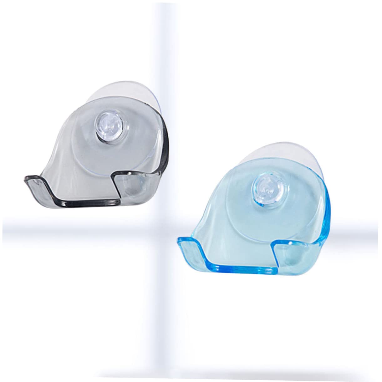 SOLUSTRE 2pcs Strong Suction Cup Razor Holder for Shower Wall Mount Shaver Rack Plastic Grey Beauty and Personal Care SOLUSTRE