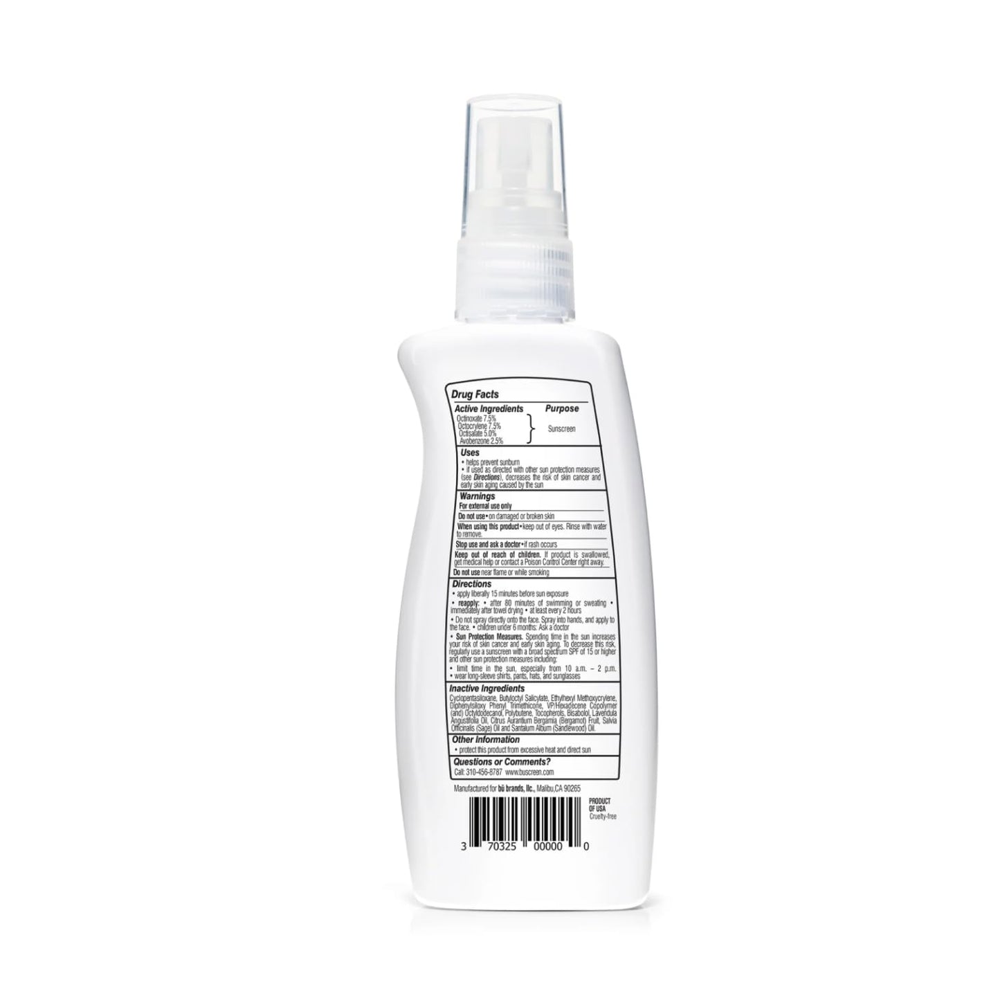 BU SPF 30 Sunscreen Spray for Face and Body, Non Aerosol Spray, Ultrafine WOWmist, TSA Travel Size Sunscreen, Clear, Non Greasy, Water Resistant Beauty & Personal Care bü