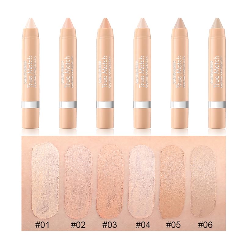 LIONDANCE 6pc Super-Blendable Crayon Concealer Moisturizing Eye Concealer To Cover Wrinkles And Dark Circles. Long-lasting Waterproof To Cover Tattoos Beauty & Personal Care LIONDANCE