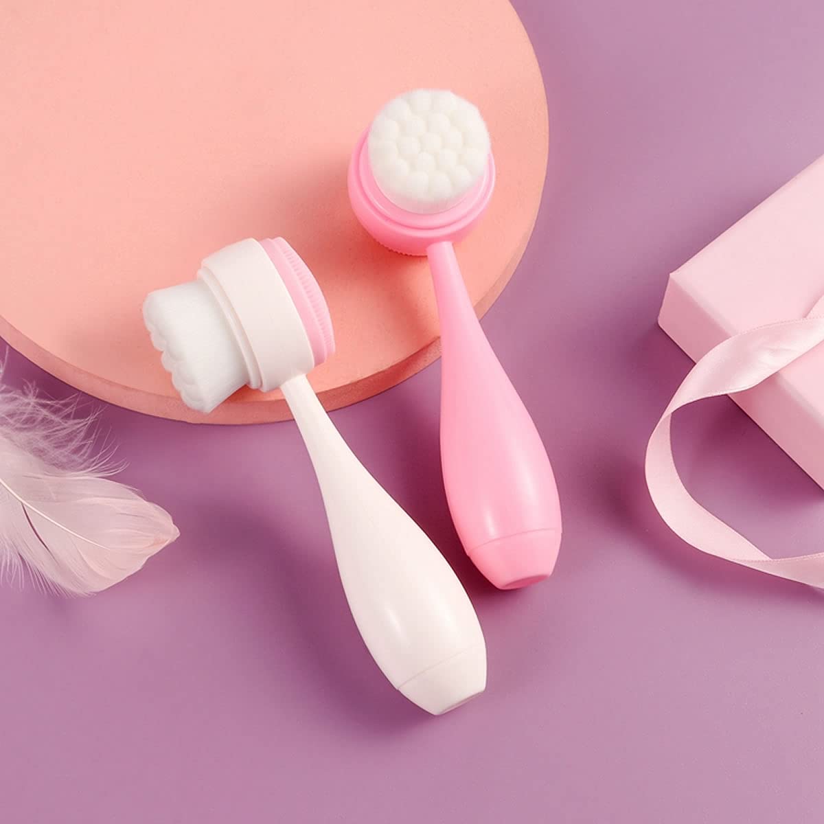 Double Side Brush with Soft Bristles for Skin Care, Silicone Brush for Massaging(White) Beauty & Personal Care MYMOOSH
