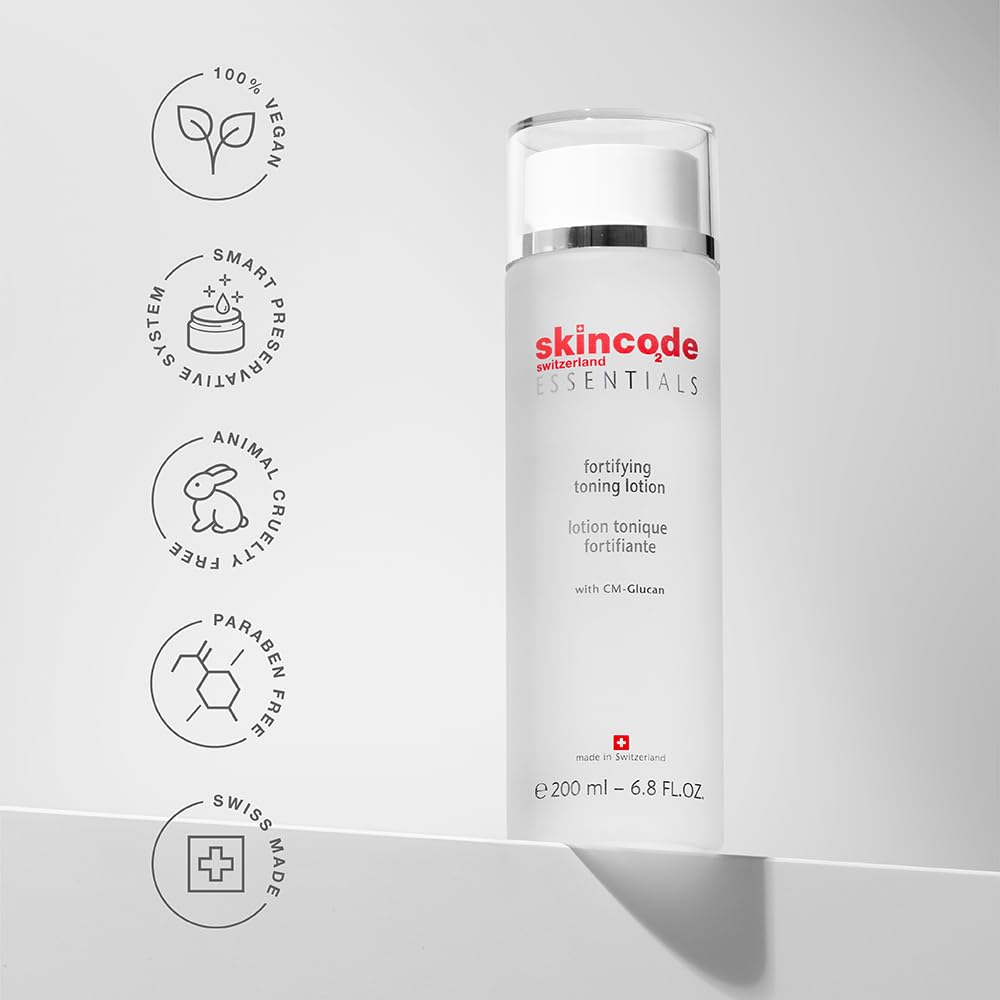 Skincode Fortifying Toning Lotion | Skin Care Toner for Face & Body | CM-Glucan, Hyaluronic Acid & Lactic Acid | Face Lotion for Women & Sensitive