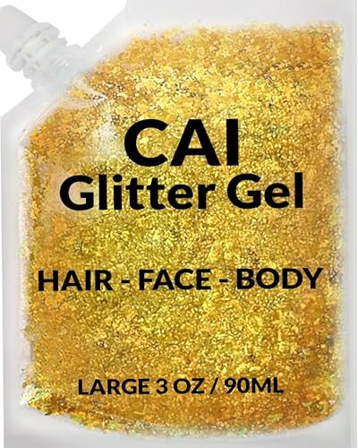 Face, Body & Hair Glitter Gel - Halloween Glitter for Kids and Women - 3 Oz Cosmetic-Grade Gel w/Moon & Stars for Festivals & Halloween Party, Easy Beauty & Personal Care CAI BEAUTY NYC