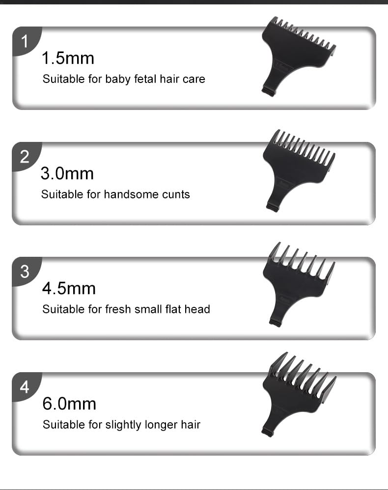 Professional Hair Clipper Set Digital Display Trimmer Kit with 4 Limit Combs 6500RPM Power Motor Cordless Rechargeable Haircutting Tool for Fammily Beauty and Personal Care GLESVOWIO