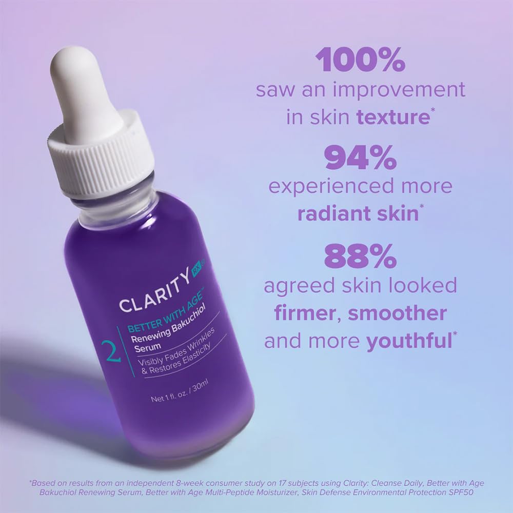 ClarityRx Better With Age Renewing Bakuchiol Face Serum for Anti-Aging, Gentle Alternative Retinol Serum, Plant Based, Cruelty Free, Paraben Free (1 Beauty & Personal Care ClarityRx
