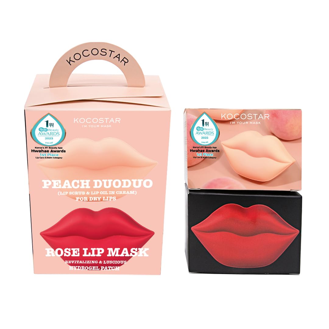 KOCOSTAR On-the-Go Lip Care Kit (Lip Scrub+Lip Oil in Cream+Lip Mask) : Nourish, Hydrate, and Plump Dry Lips Hydrogel Lip Masks Beauty and Personal Care KOCOSTAR