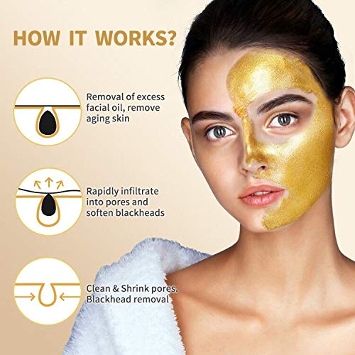 Blackhead Remover Mask, 24K Gold Peel Off Mask, Gold Facial Mask Anti-Aging, Deep Cleansing, Reduces Fine Lines? Wrinkles Great for All Skin, Beauty & Personal Care POP MODERN.C