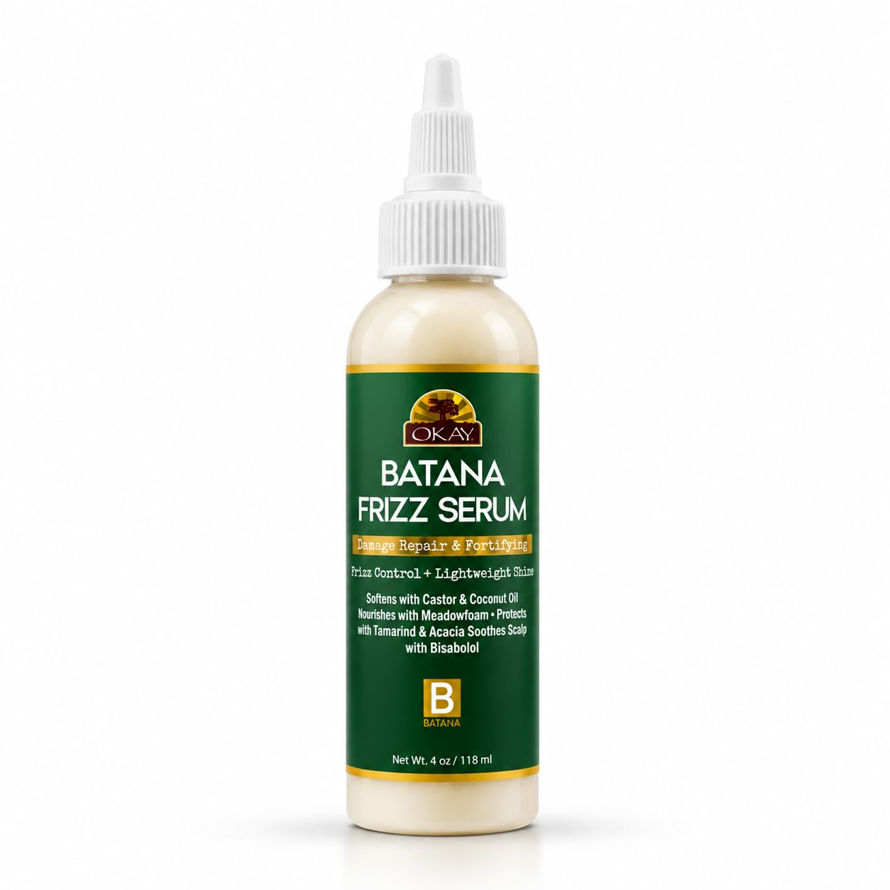 OKAY Batana Anti-Frizz Hair Serum 4 oz Batana & Argan Oil Hair Serum for Frizz Control, Shine & Smooth Hair Lightweight Leave-in Treatment for Dry Beauty & Personal Care OKAY