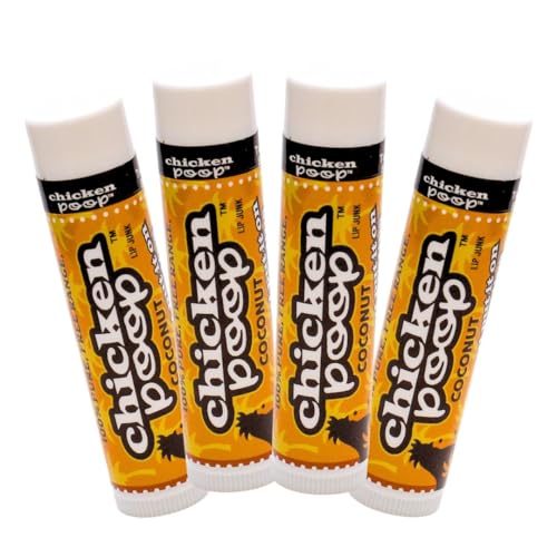 Chicken Poop Lip Balm Coconut 100% Natural Moisturizer for Dry Chapped Lips, 0.15 oz (Pack of 4) Beauty and Personal Care Simone Chickenbone