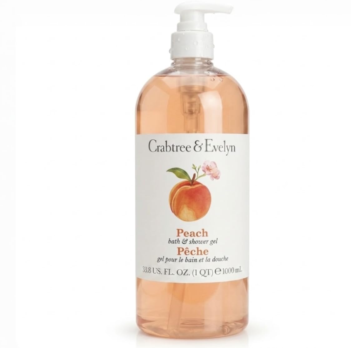 Crabtree & Evelyn Peach Bath & Shower Gel, 1L | Rare Discontinued Fruity Formula | Vintage Classic with Soft Peach Blossom Scent | Large Pump Bottle Beauty & Personal Care Crabtree & Evelyn