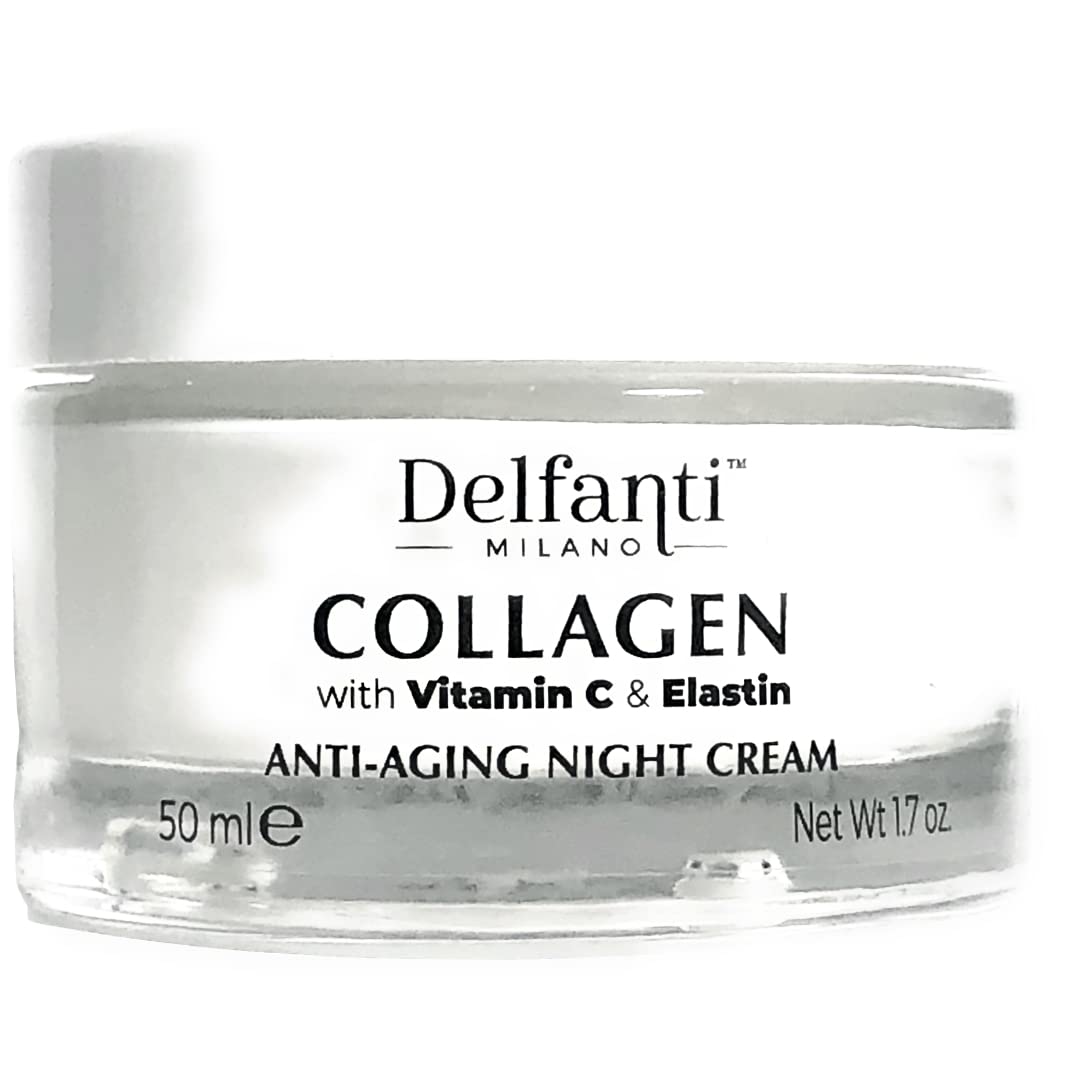 Delfanti-Milano • COLLAGEN with VITAMIN C & ELASTIN • Rejuvenating & Nourishing • Anti-Aging Night Cream • Face and Neck Moisturizer • Made in Italy Beauty & Personal Care Delfanti-Milano