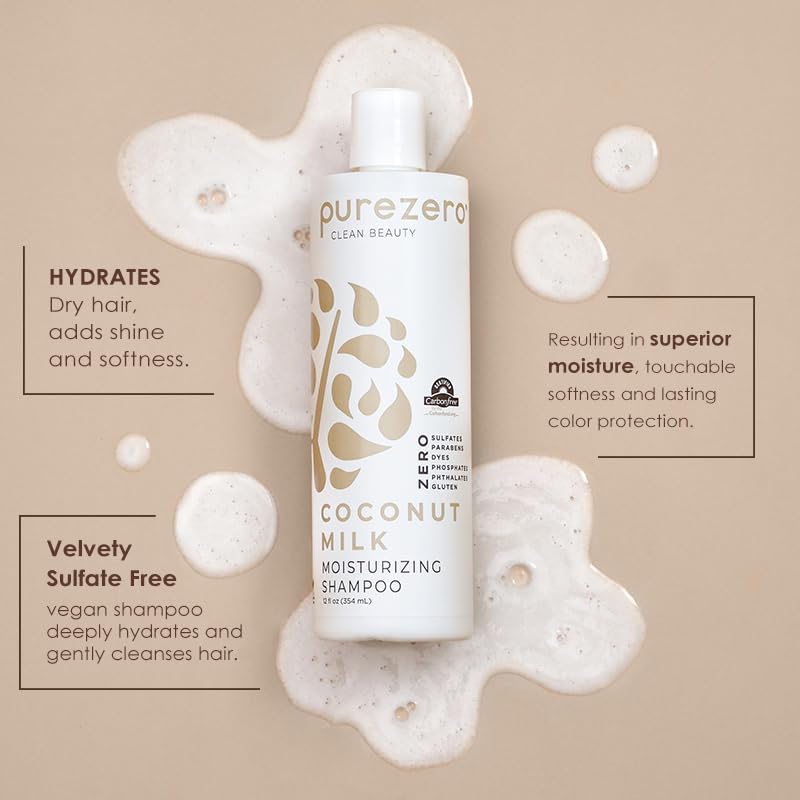 Purezero Coconut Milk Shampoo & Conditioner Set - 100% Vegan & Cruelty Free - Intense Hydration & Increase Shine - Zero Sulfates, Parabens, Dyes Beauty & Personal Care Purezero
