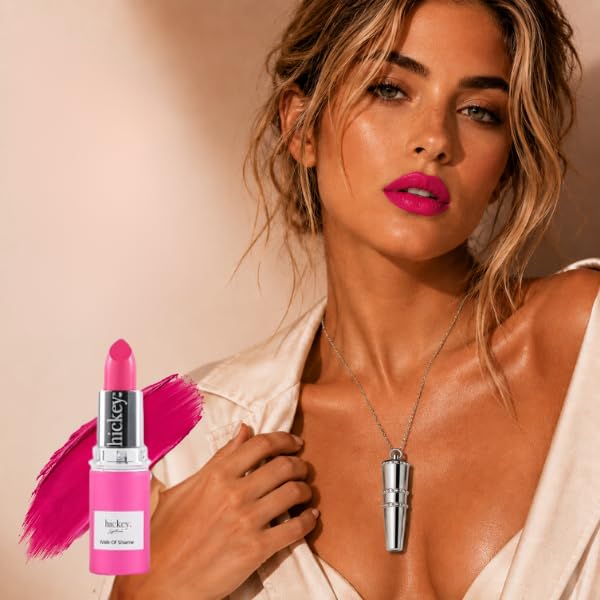Hickey Lipstick Refill - Walk of Shame (Hot Pink) - Hydrating Formula with Jojoba Oil, Long Lasting Velvet Finish Formula - Vegan & Gluten-Free