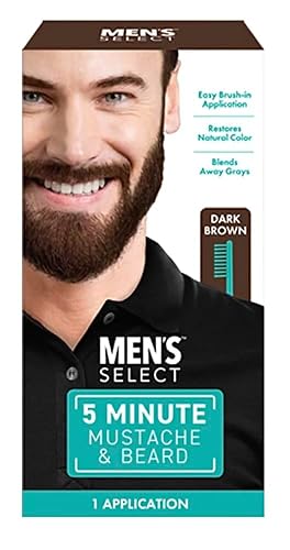 Men's Select 5 Minute Mustache & Beard Dark Brown Brush-In Facial Hair Dye with Brush Included Beauty & Personal Care Men's Select