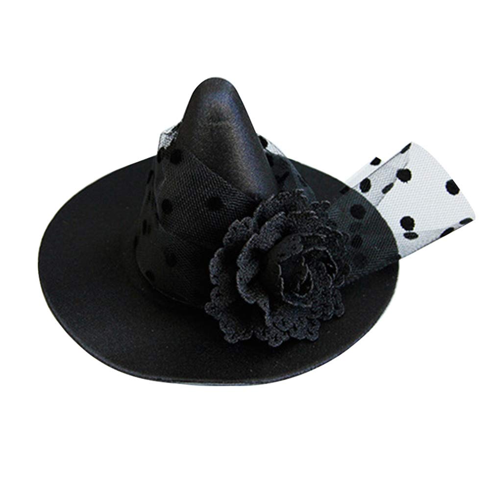 Small Witch Hat Retro Black Witch Flower Hair Clip Decorative Halloween Hair Accessories for Party (Black Flower) Beauty & Personal Care leorx