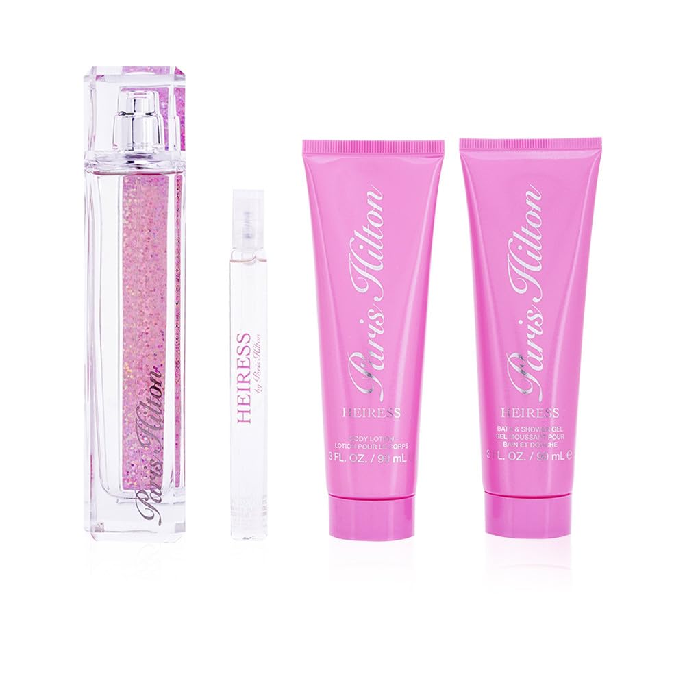 Paris Hilton Heiress for Women - 4 Piece Gift Set - 3.4 Oz Eau De Parfum Spray, 0.34 Oz Eau De Parfum Spray, 3.0 Oz Body Lotion, 3.0 Oz Shower Gel Beauty & Personal Care Paris Hilton