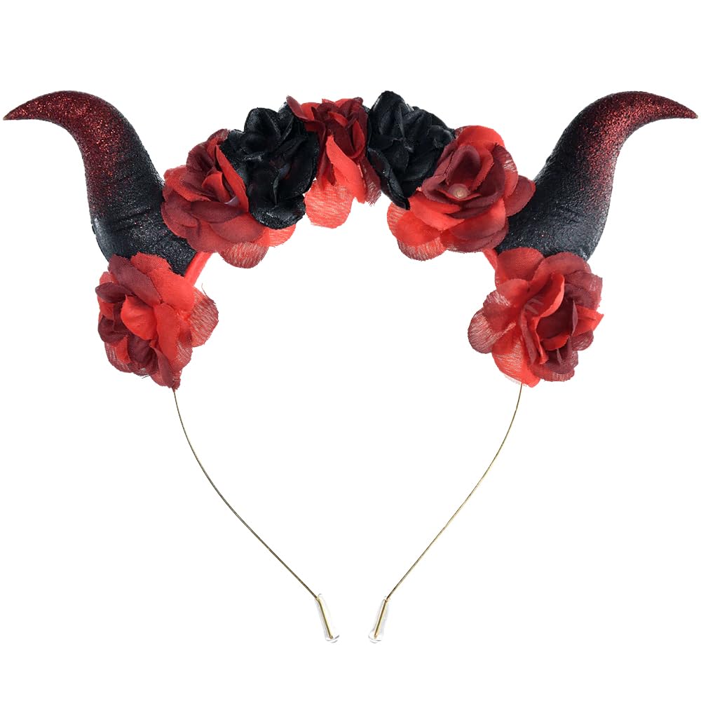 Devil Horns Headpiece - 1 Count - Fiery Red, Comfortable & Adjustable, Perfect for Halloween and Costume Parties