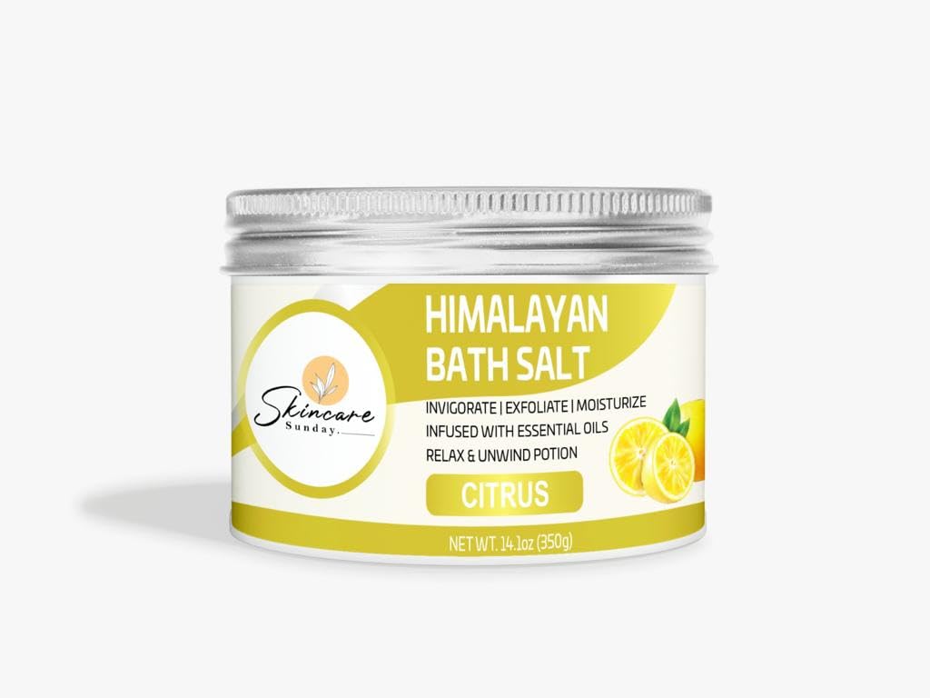 Skincare Sunday Himalayan Bath Salts Infused with Minerals and Essential Oils - Invigorate - Exfoliate - Moisturize - Detoxify - Cleanse - Relaxing Beauty and Personal Care SKINCARE SUNDAY
